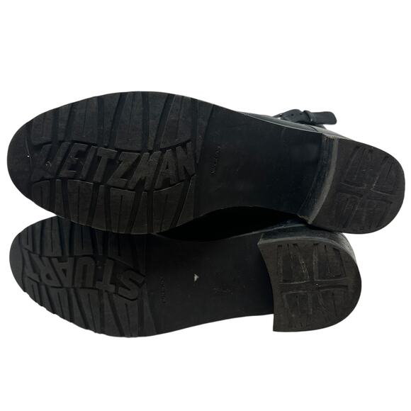 Stuart Weitzman Ranch Dressing Boots Moto Buckle Leather Black Size US 6 - Picture 12 of 13